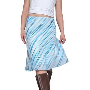 Byer California Vintage 90s Y2K Euro Summer Baby Blue Stripe A-line Midi Skirt